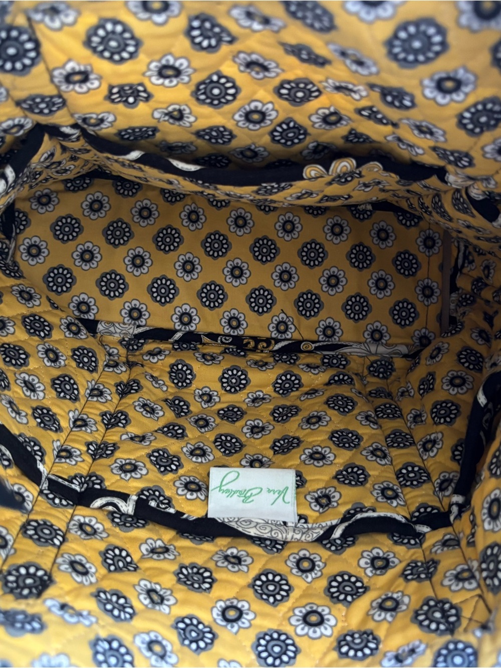 Vera Bradley Retired Yellow Bird Shoulder Bag with Yellow & White Floral Print - Picture 4 of 4